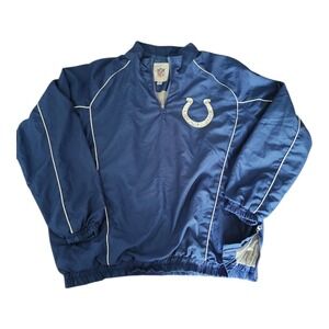 NFL Indianapolis Colts Jacket Mens 1/4 Zip Pullover Blue Size XL‎ Signed #29